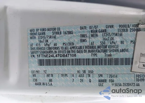 2006 Ford E-250 Commercial/Recreational from USA, damaged, VIN 1FTNE24L06DA64449